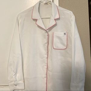 [White blouse/Button up shirt/Unique blouse]